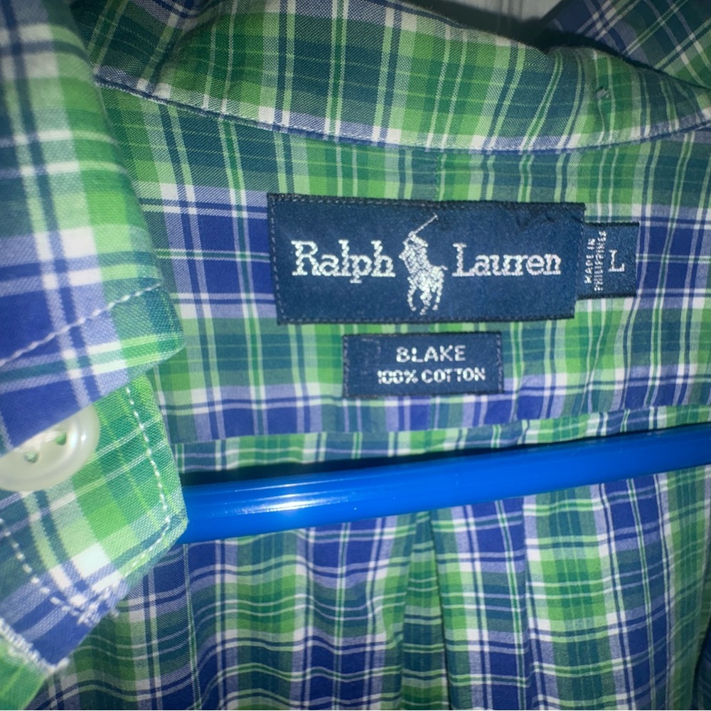 Ralph Lauren Blue and Green Plaid Casual Shirt